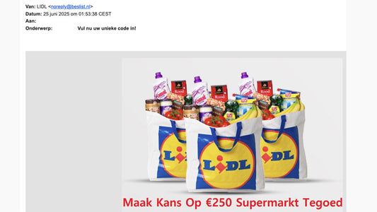 Mail ontvangen over €250 aan shoptegoed winnen bij Lidl? Trap er niet in