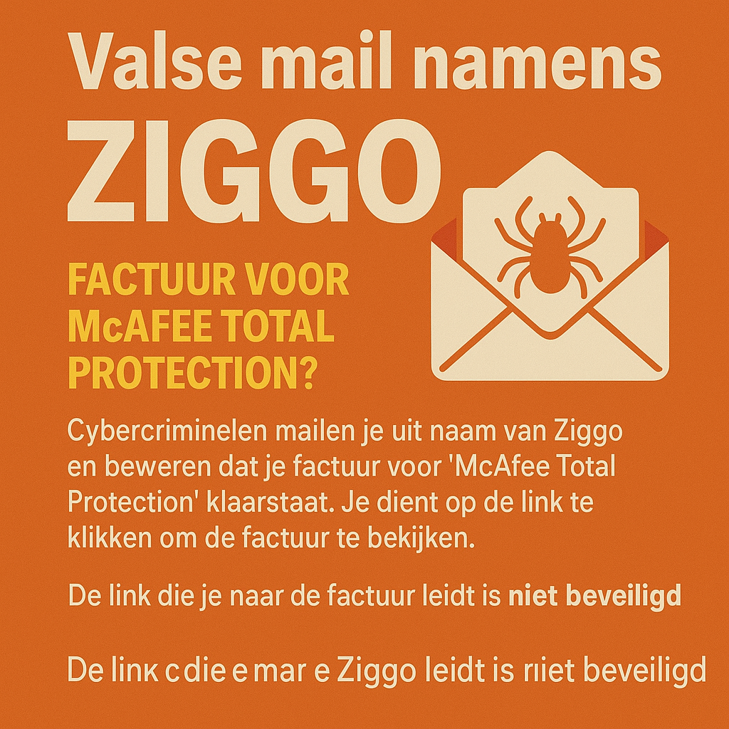 Ziggo-klanten opgelet voor phishingmail over een valse security factuur